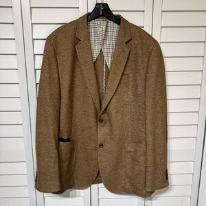 Q by Flynt Men’s Brown Wool Blend Sport Coat 48L Elbow Patch Blazer